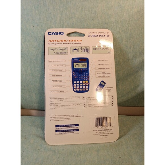 CASIO FX-300ES PLUS  SCIENTIFIC Calculator VPAM Blue New In Original Package - Picture 2 of 2